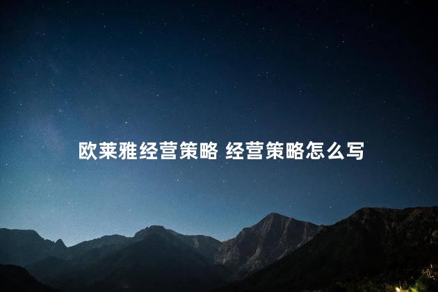 欧莱雅经营策略 经营策略怎么写